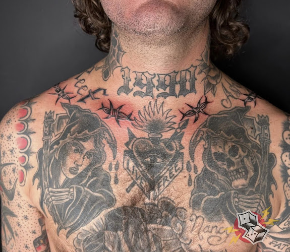 Work by Electric Pair O' Dice Tattoo